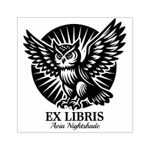 Sello De Caucho Ex Libris - Lechuza Bibliotecaria