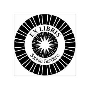 Sello De Caucho Ex Libris Mystical Star Burst v3