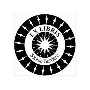 Sello De Caucho Ex Libris Mystical Star Burst v4
