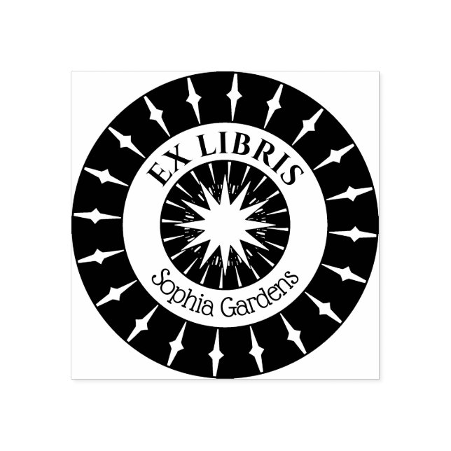 Sello De Caucho Ex Libris Mystical Star Burst v4 (Impresión)