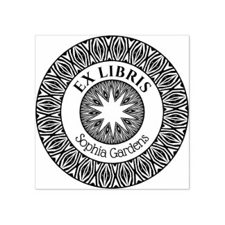 Sello De Caucho Ex Libris Mystical Star Burst v5