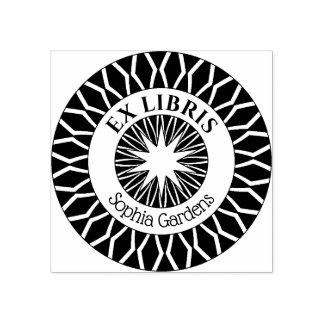 Sello De Caucho Ex Libris Mystical Star Burst v6