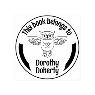 Sello De Caucho Ex Libris Owl   Personalizable