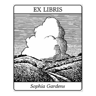 Sello De Caucho Ex Libris - Paisaje imaginario con Cloud v2