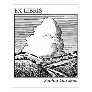 Sello De Caucho Ex Libris - Paisaje Imaginario con Nube