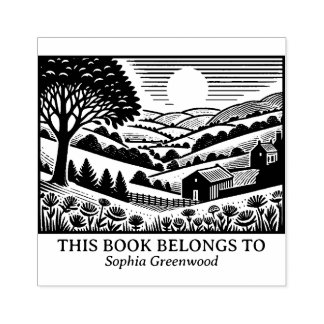 Sello De Caucho Ex Libris - Paisaje rural 02
