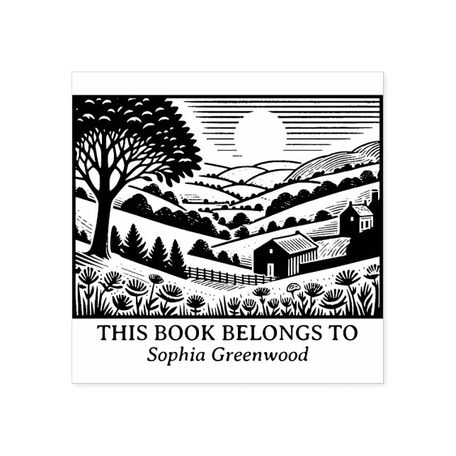 Sello De Caucho Ex Libris - Paisaje rural 02 (Impresión)