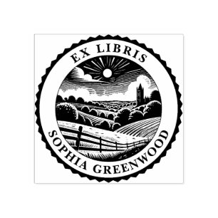 Sello De Caucho Ex Libris - Paisaje rural 03