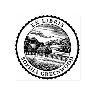Sello De Caucho Ex Libris - Paisaje rural 04