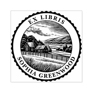 Sello De Caucho Ex Libris - Paisaje rural 04