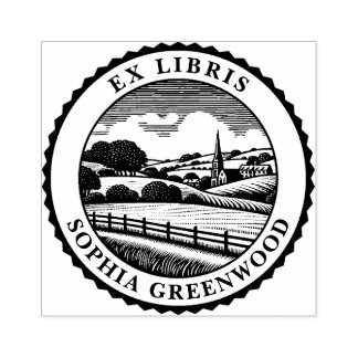 Sello De Caucho Ex Libris - Paisaje rural 06