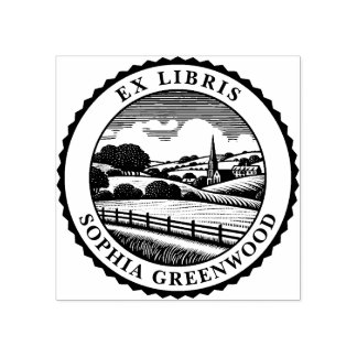 Sello De Caucho Ex Libris - Paisaje rural 06
