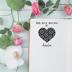 Sello De Caucho Ex libris personalizado con corazón de amor