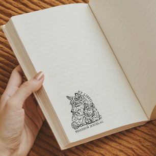 Sello De Caucho Ex Libris personalizado Lobo Bookplate