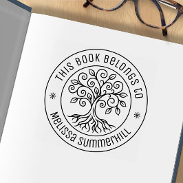 Sello De Caucho Ex libris redondo de árbol