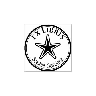 Sello De Caucho Ex Libris Redondo - Estrella Contorneada