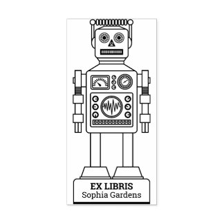 Sello De Caucho Ex Libris - Robot Librarian v3