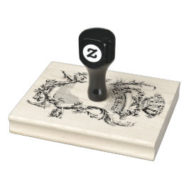 Sello De Caucho Ex Libris Scroll Vintage Line Art 