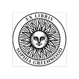 Sello De Caucho Ex Libris - Sun Face 3
