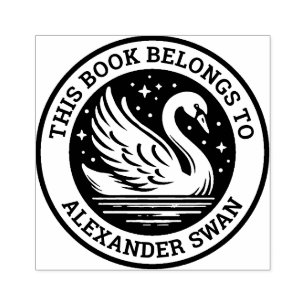 Sello De Caucho Ex Libris - Swan