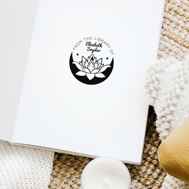 Sello De Caucho Ex Libris Zen Lotus Moon Book (Subido por el creador)