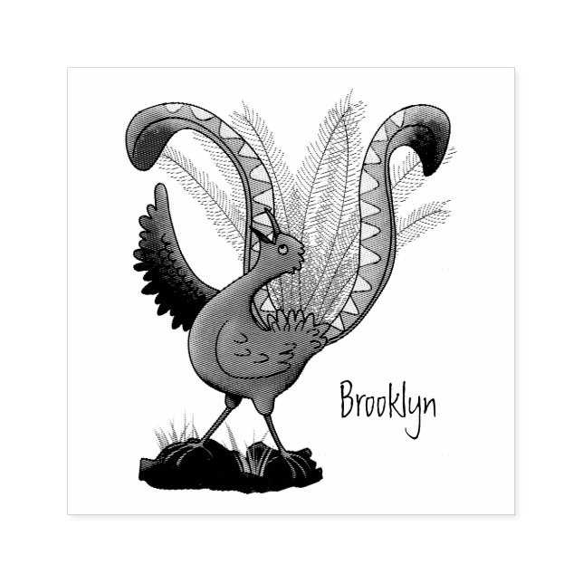 Sello De Caucho Excelente ilustracion de personalizado de lyrebird (Impresión)