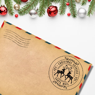 Sello De Caucho Expreso de Navidad Correo de Santa Reno Lindo