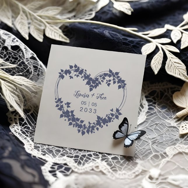 Sello De Caucho Exquisite Heart of Leaves & Wild Branches Wedding (Exquisite Heart of Leaves and Wild Branches for Wedding Rubber Stamp.)