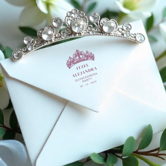 Sello De Caucho Exquisite Lys Flower Tiara Quinceañera Party  (Exquisite Lys Flower Quinceañera Tiara Party Rubber Stamp Design.)