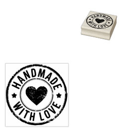 Sello De Caucho Fabricado a mano con amor Wood Art Rubber Stamp