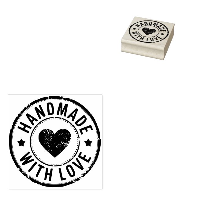 Sello De Caucho Fabricado a mano con amor Wood Art Rubber Stamp (Sellado)