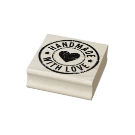 Sello De Caucho Fabricado a mano con amor Wood Art Rubber Stamp