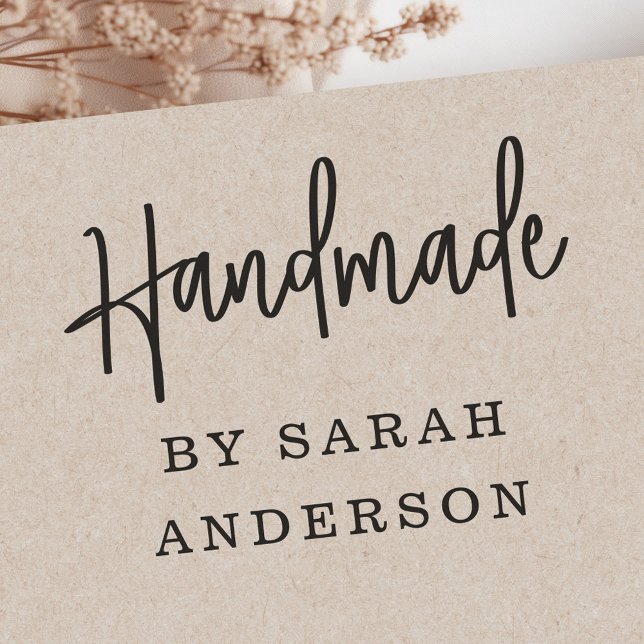 Sello De Caucho Fabricado a mano por nombre personalizado guión ma (Handmade by custom name modern handwritten script rubber stamp)