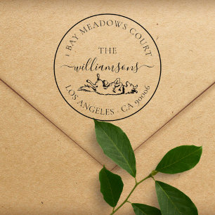 Sello De Caucho Familia Cute Perro Elegante Personalizado Direcció