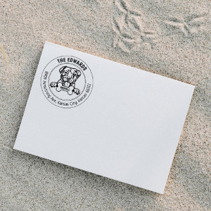 Sello De Caucho Familia de direcciones de devolución de perro de P