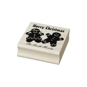 Sello De Caucho Familia de feriados de Navidades Gingerbread perso
