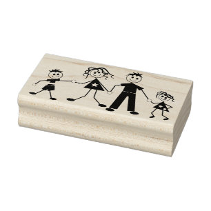 Sello De Caucho Familia de figuras de palo corto