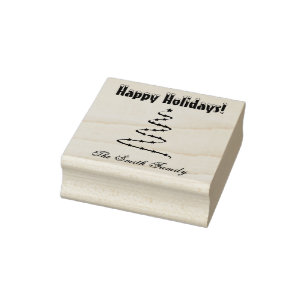 Sello De Caucho Familia de vacaciones de árbol de Navidad persona