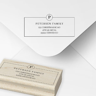 Sello De Caucho Familia moderna de direcciones de retorno monogram