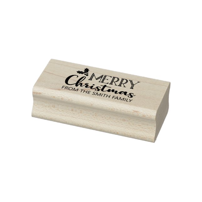 Sello De Caucho Familia moderna Hand Lettered Merry Christmas Holl (Sello)