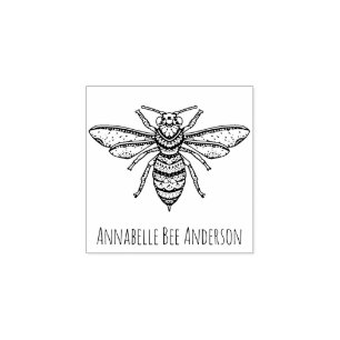 Sello De Caucho Fancy Bee Wood Art Stamp