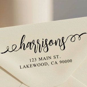 Sello De Caucho Fancy Brussel Script Address Wood Art Stamp