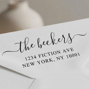 Sello De Caucho Fancy Script Address Wood Art Stamp