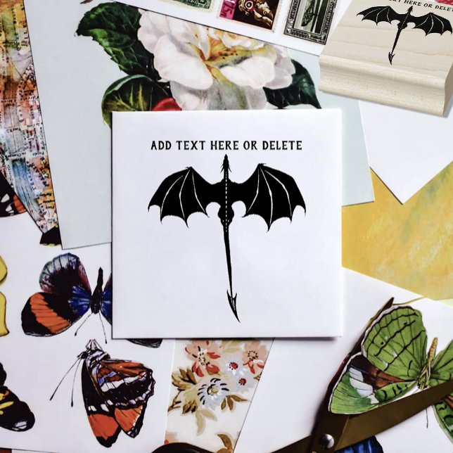 Sello De Caucho Fantasía del Dragón del Vuelo Tribal Negro (Subido por el creador)