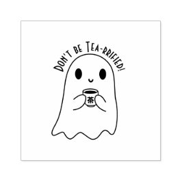 Sello De Caucho Fantasma sonriente y Kanji de té japonés