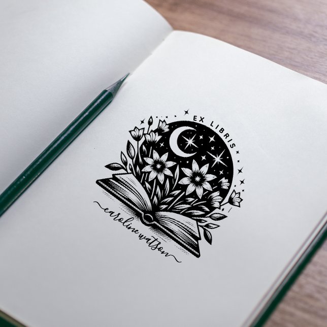 Sello De Caucho Fantasy Floral Book Ex libris Rubber Stamp (Subido por el creador)