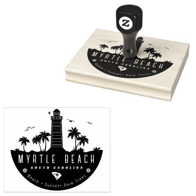 Sello De Caucho Faro Myrtle Beach SC Retro Sunset Souvenirs (Sellado)