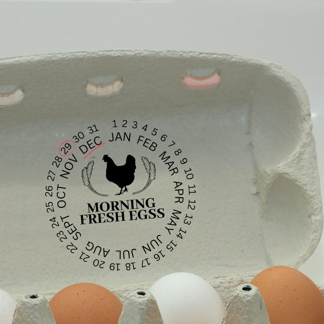 Sello De Caucho Fecha de huevo de pollo personalizado | Nombre de  (Subido por el creador)