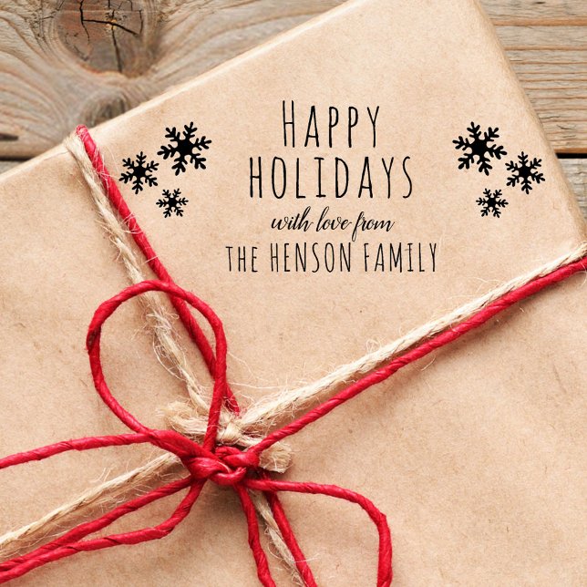 Sello De Caucho Felices Fiestas Script Snowflakes Navidades (Subido por el creador)