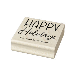 Sello De Caucho Felices vacaciones Navidades de nombre de familia